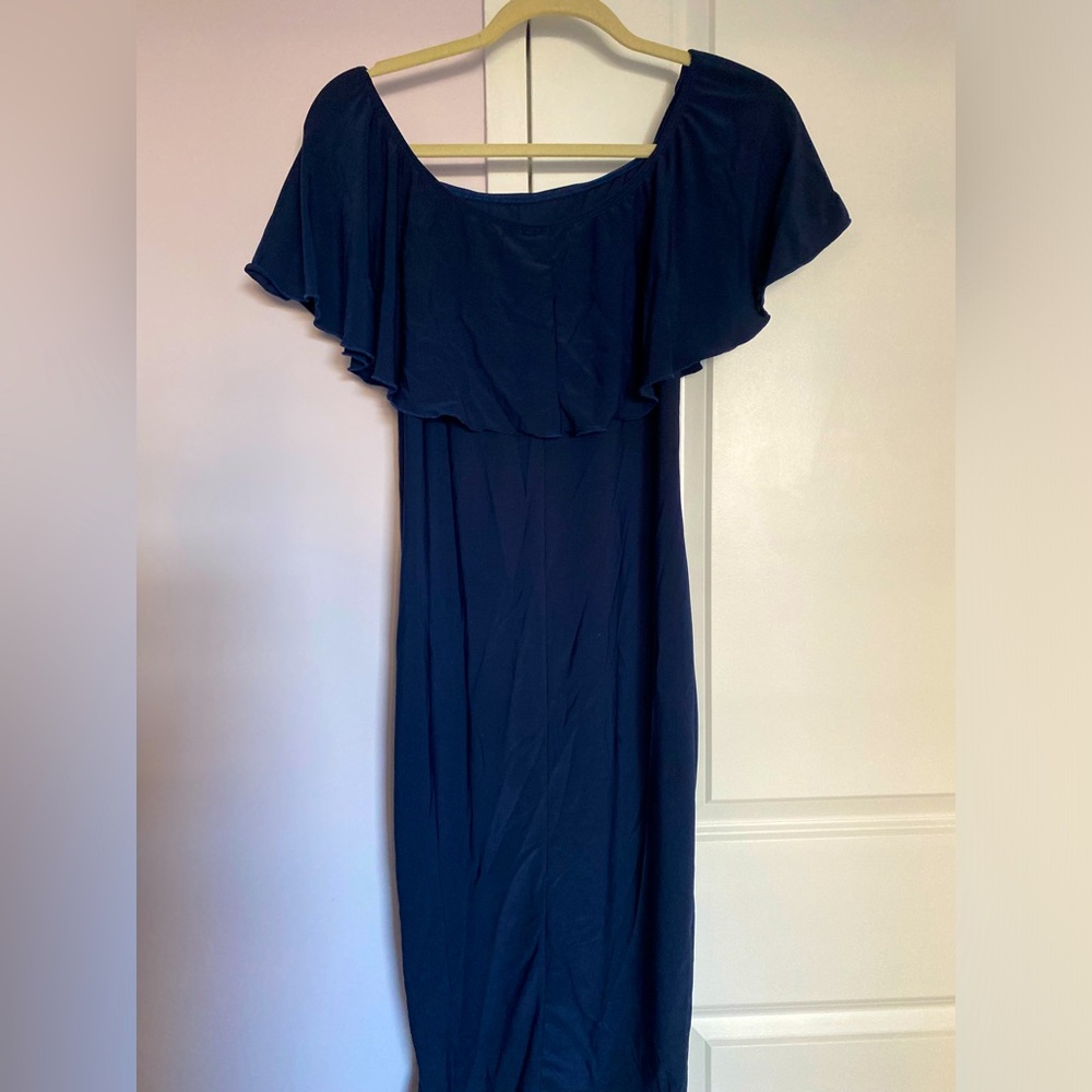 Ariti Kaziris, new, no sticker, size L, off the shoulder dress navy blue